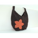 Bolso de tela redondo liso con flor